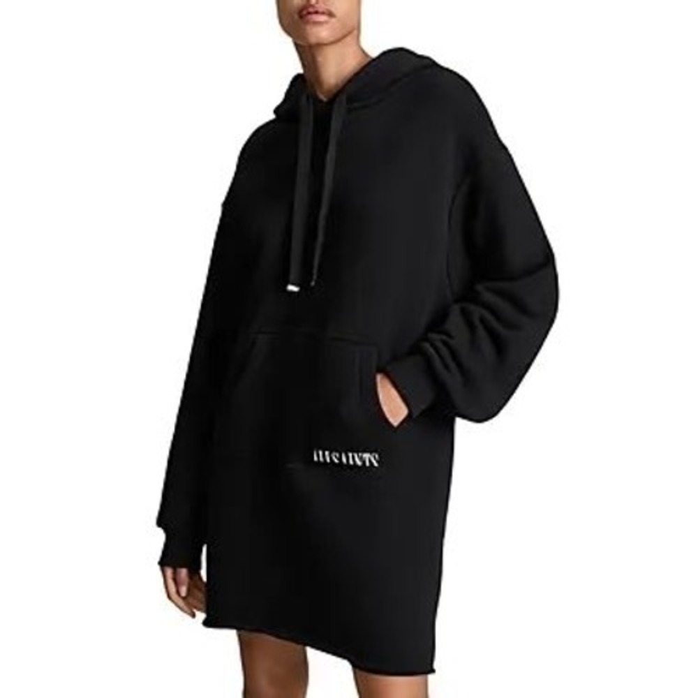 AllSaints Black Logo Lila Hoodie Dress Size S